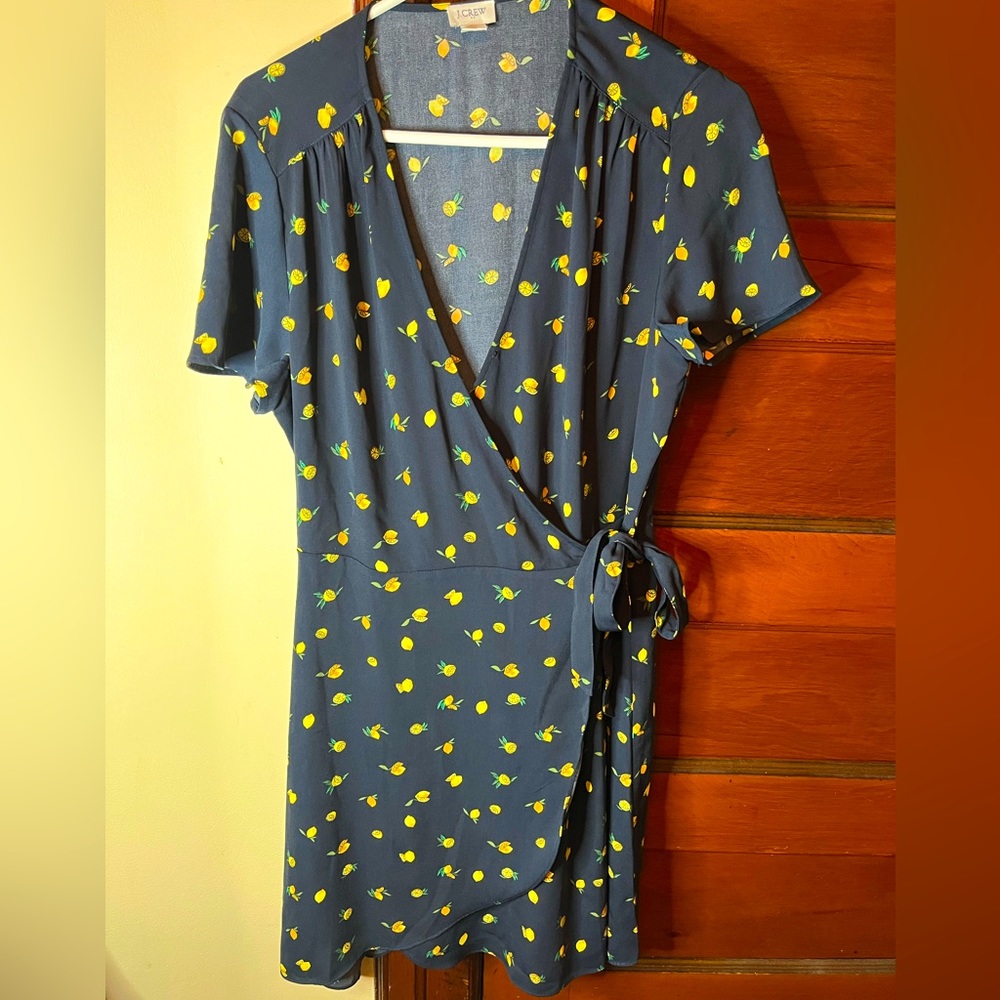 Navy Blue Lemon Wrap Dress